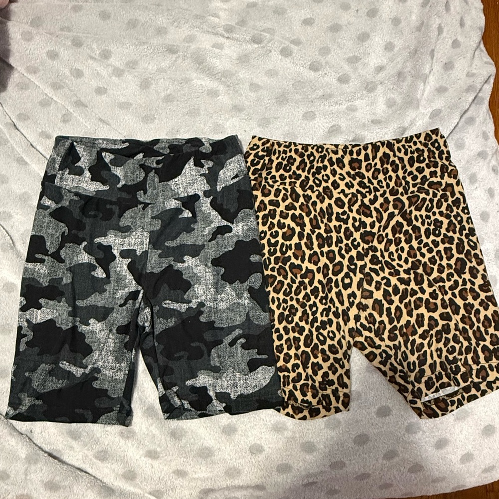Camo and Leopard Print Biker Shorts